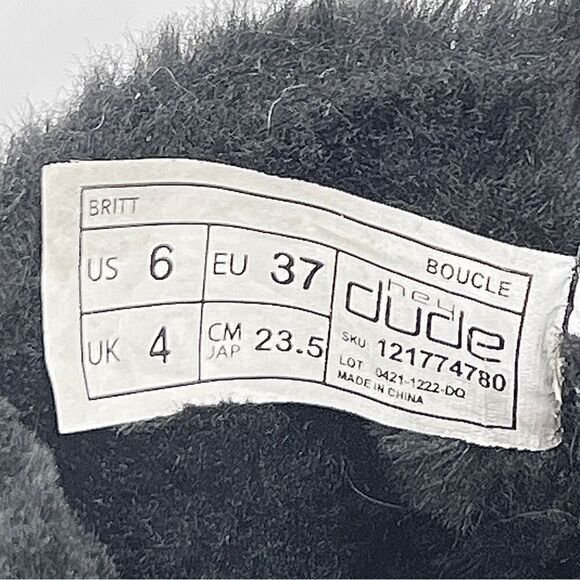 Hey Dude Britt Boucle Black Metallic Thread Fur Cuff Lined Ankle Boots Size 6 - Picture 8 of 11